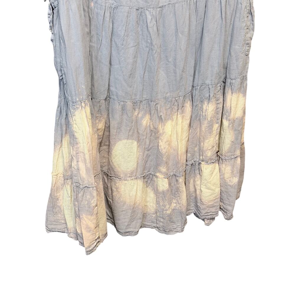 Cotton Flower 100% cotton boho tiered skirt bleach distressed cargo pocket large - Picture 11 of 13
